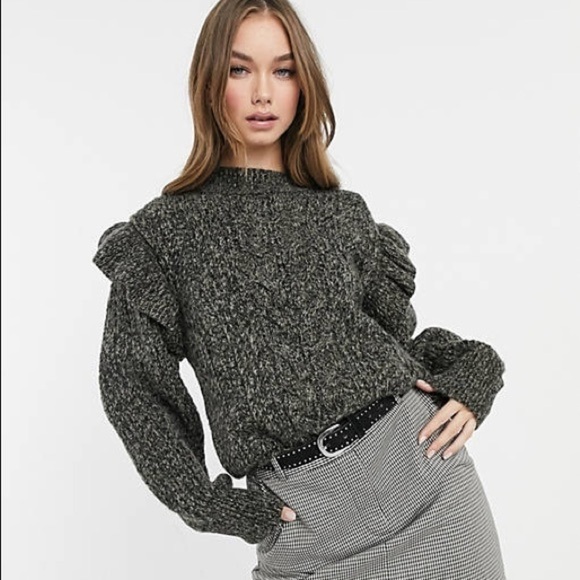 NWT Topshop Charcoal Cable Knit Sweater - Picture 3 of 13